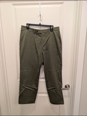 NWT Spier & Mackay Men's Olive Green High Waisted Chinos 34 x 27